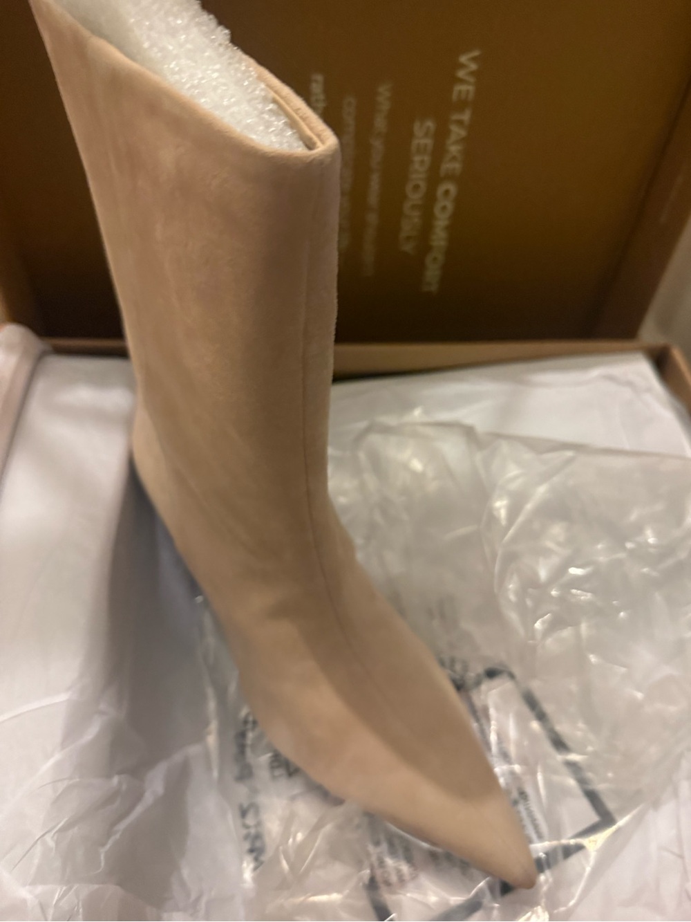 Seychelles Beige Suede Kitten Heel Boots - Picture 8 of 9